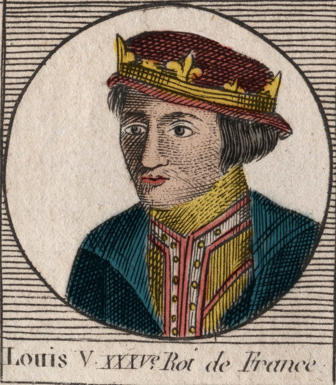Portræt af Louis V le Faineant (967-987), konge af Frankrig - Ludvig V den Indolente (967-987) - gravering fra "" Instruction sur l