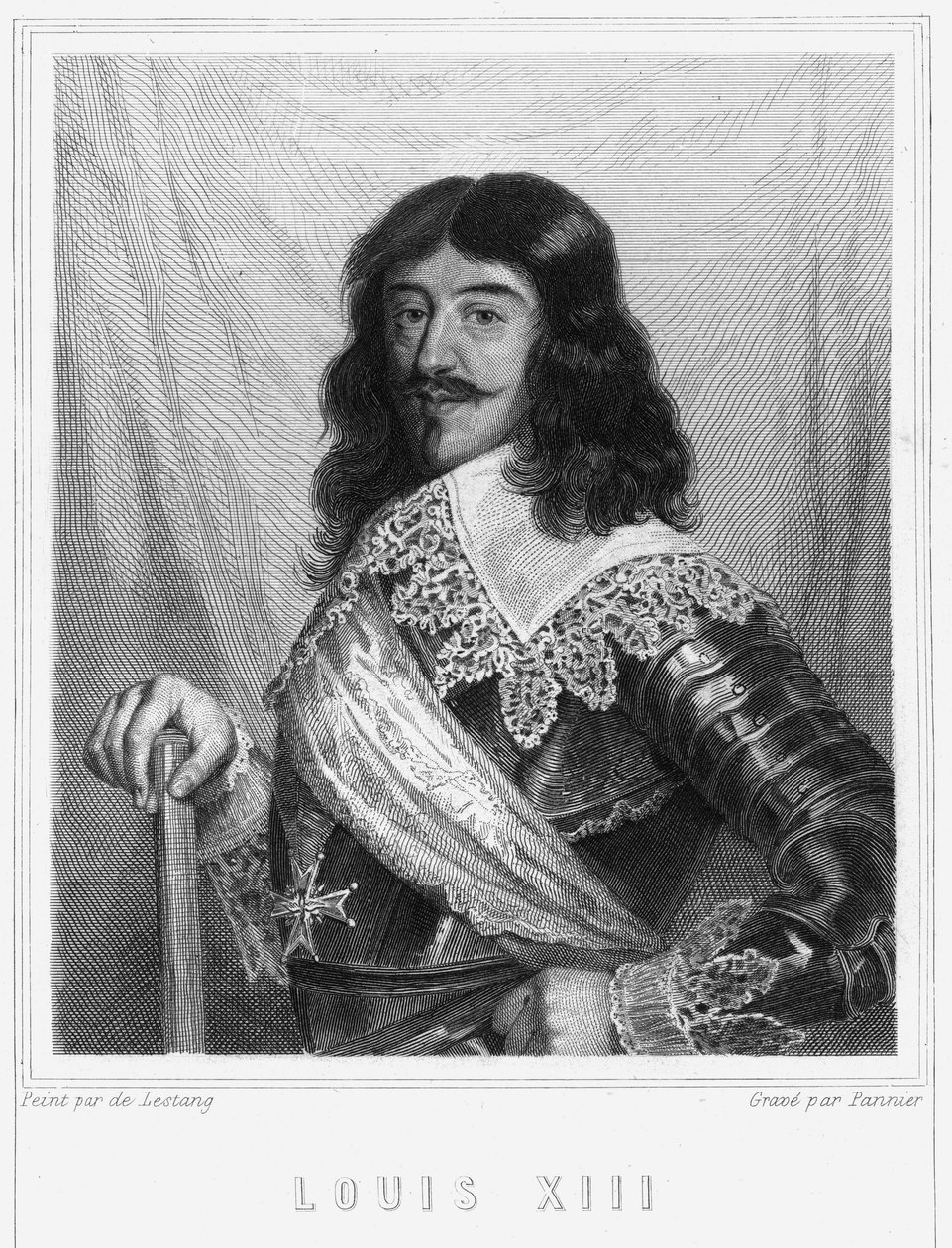 Portræt af Ludvig XIII (1601 - 1643), konge af Frankrig - i "" Histoire des Français"" af Lavallée, stik, sd. af Unknown artist