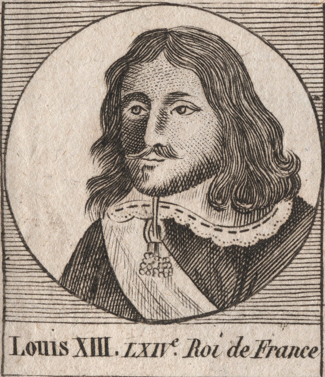 Portræt af Ludvig XIII den Retfærdige (1601-1643) Konge af Frankrig - Ludvig XIII, Konge af Frankrig fra 1610 til 1643 - gravering fra "Instruction sur l
