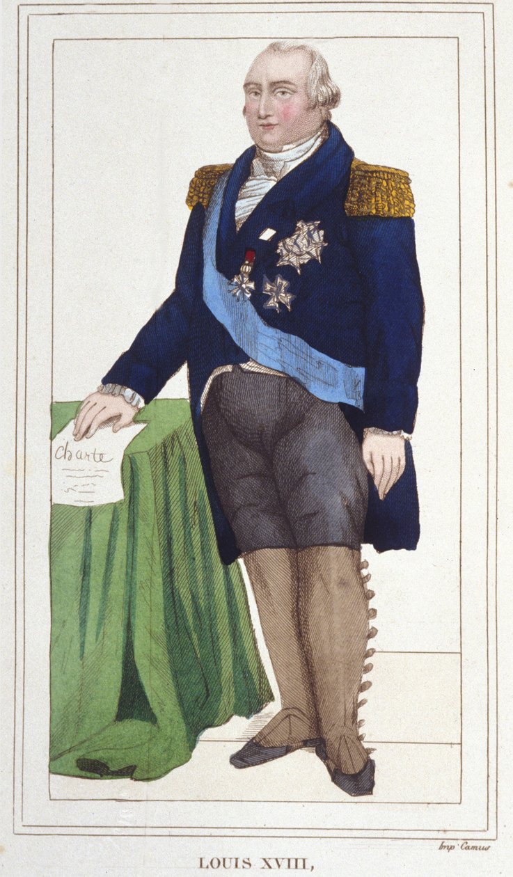Portræt af Louis XVIII (1755 - 1824), konge af Frankrig, gravering af 1830. af Unknown artist