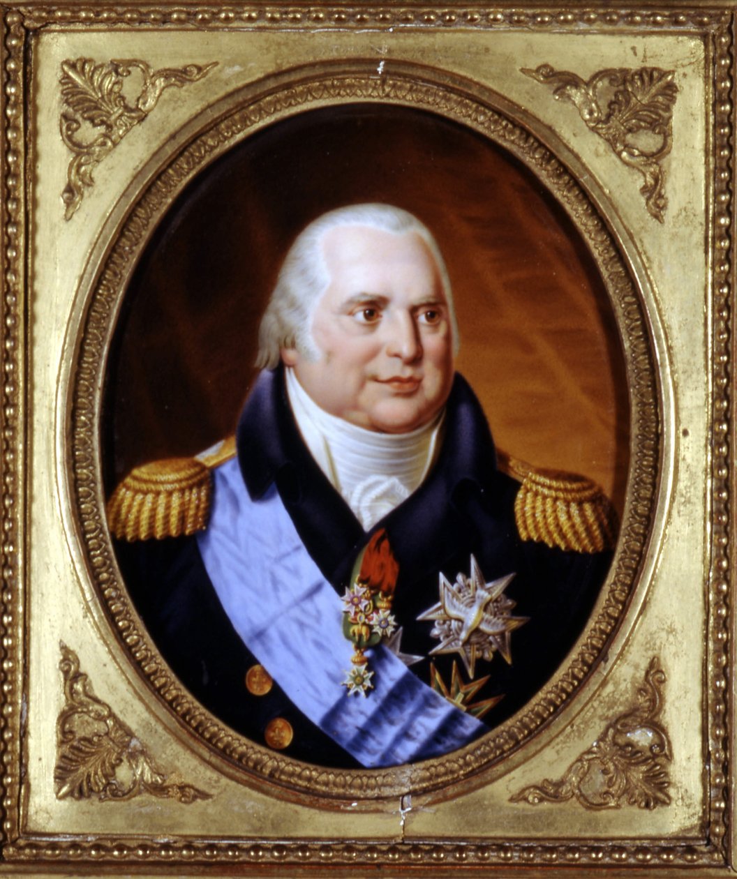 Portræt af Ludvig XVIII (1755 - 1824). Maleri. Privat Coll. af Unknown artist