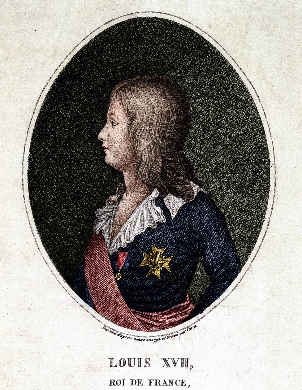Portræt af Louis XVII, delfin fra Frankrig - gravering af det 19. århundrede af Unknown artist
