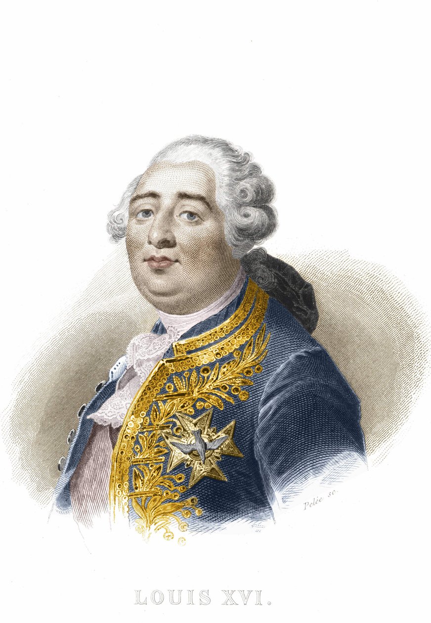 Portræt af Ludvig XVI. Gravering 1800-tallet. af Unknown artist