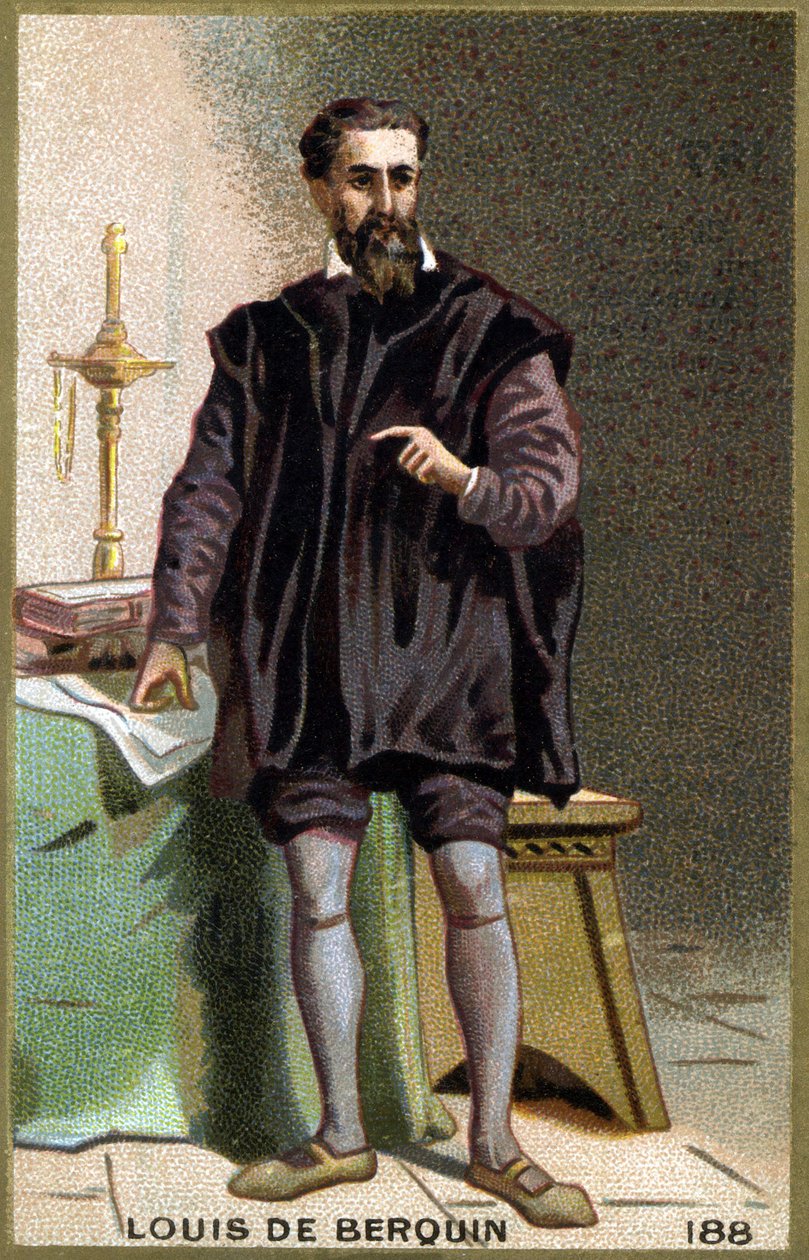 Portræt af Louis de Berquin (1485 - 1529), ridder og humanist. Kromolitografi af det 19. århundrede. af Unknown artist
