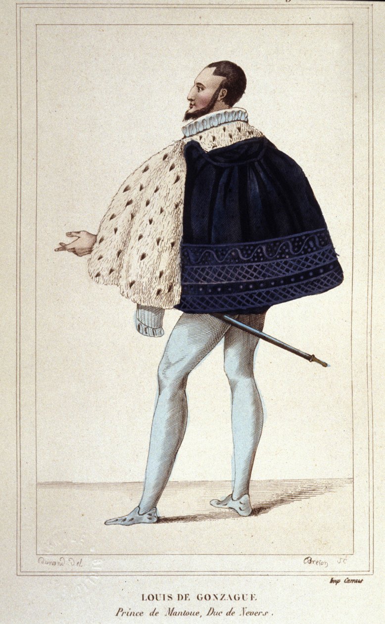 Portræt af Louis de Gonzague, hertug af Mantua, nu ved hans ægteskab i 1565 med Henriette de Cleves, den nye hertug af Nevers. stik fra 1830 af Unknown artist