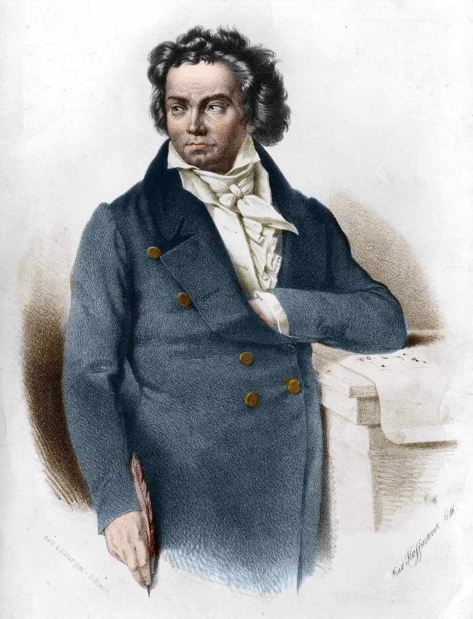 Portræt af Ludwig van Beethoven (1770 - 1827) gravering af det 19. århundrede af Unknown artist