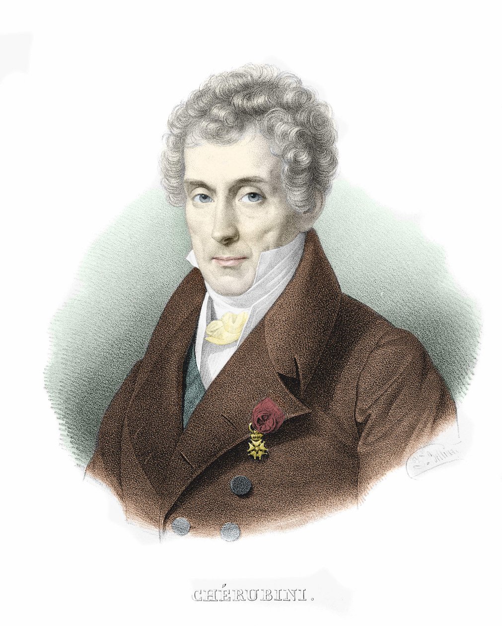 Portræt af Luigi Cherubini (1760-1842), italiensk komponist. af Unknown artist