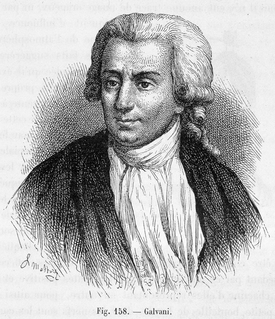 Portræt af Luigi Galvani, italiensk læge og fysiker (1737 - 1798) - i "" Magnetisme og elektricitet"" af Amédée Guillemin af Unknown artist