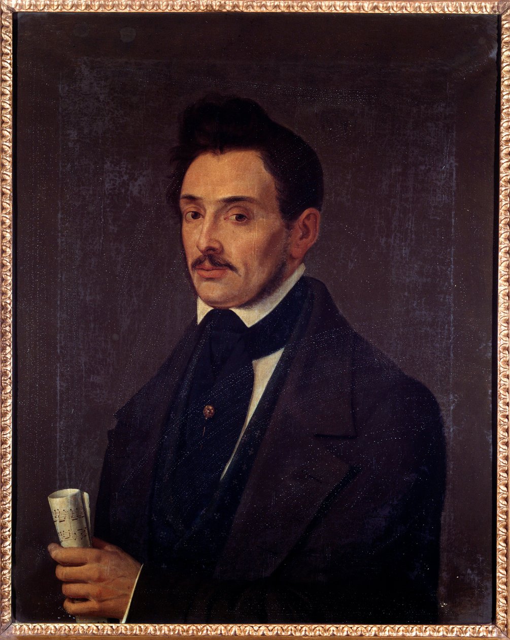 Portræt af Luigi Ghirelli (1800-tallet) bassist Anonym maleri. 19. århundrede. Bologna, borgerligt musikbibliografisk museum. af Unknown artist