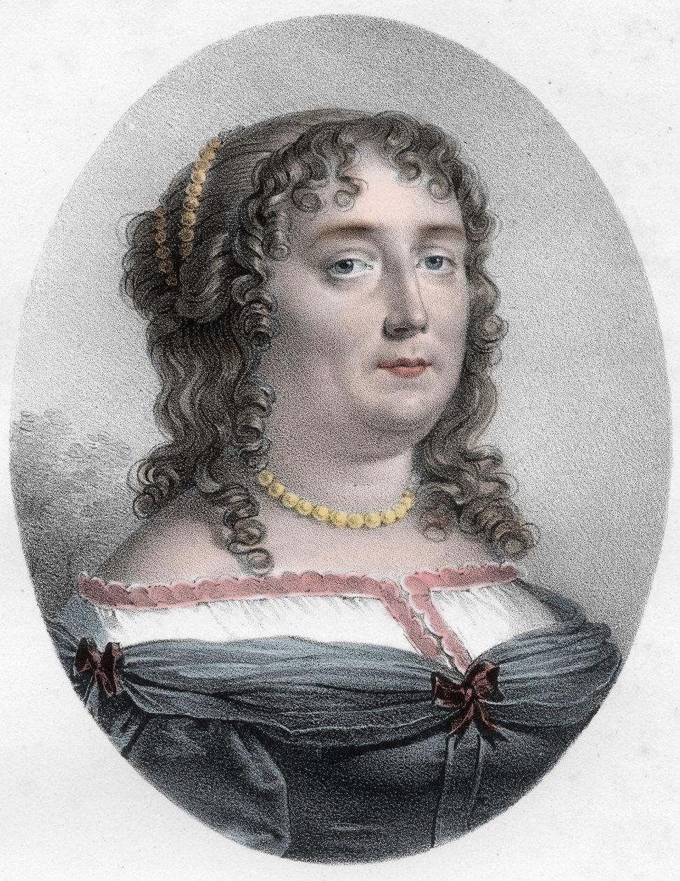 Portræt af Madame de Scudery (1607-1701) - Portræt af Madame de Scudery (eller Madeleine de Scuderi (1607 - 1701), fransk kvinde med bogstaver) af Unknown artist