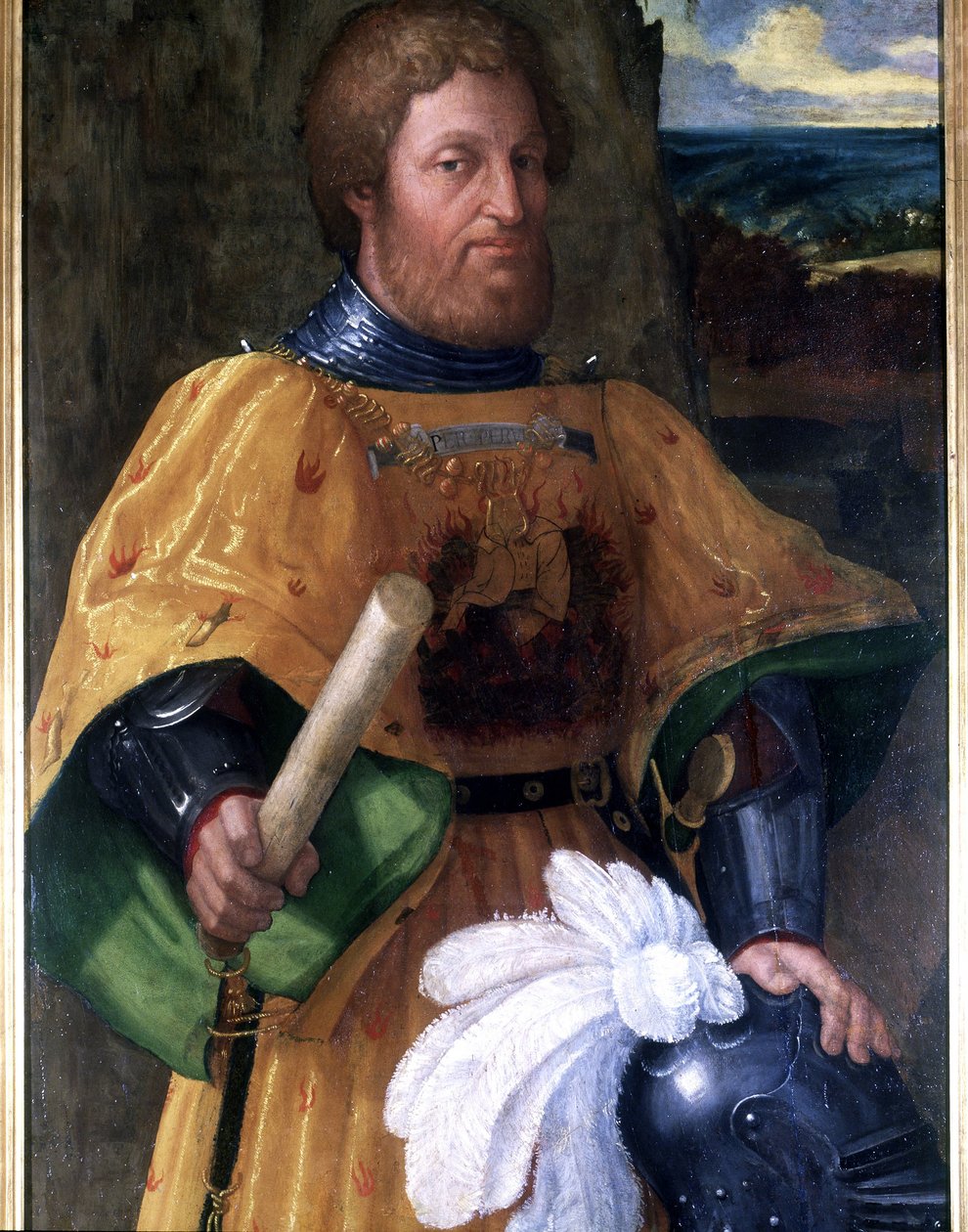 Portræt af Marcoantonio Colonna, general, der deltog i slaget ved Lepante (Lepanto) i 1571. Maleri sd. af epoc.Naval Academy of Leghorn af Unknown artist