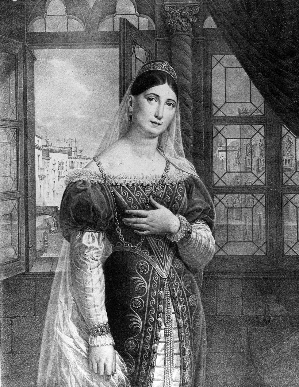 Portræt af Maria Garcia kaldet Malibran (1808-1836) sangerinde i rollen som Desdemone for "" Othello "" (Otello) af Gioachino Rossini. Teatro alla Scala 1833. af Unknown artist