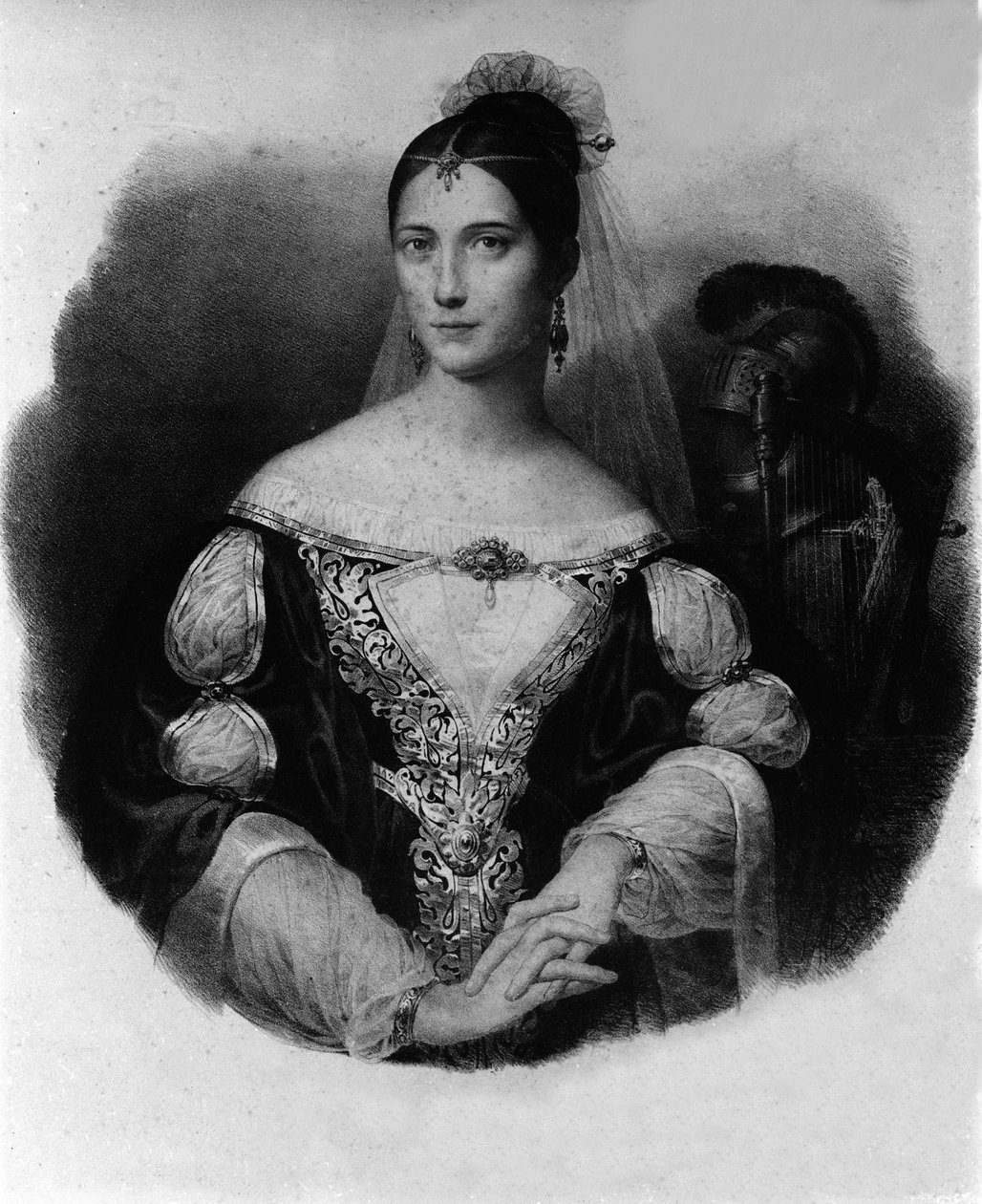 Portræt af Maria Garcia, kendt som Malibran (1808-1836) sangerinde. af Unknown artist