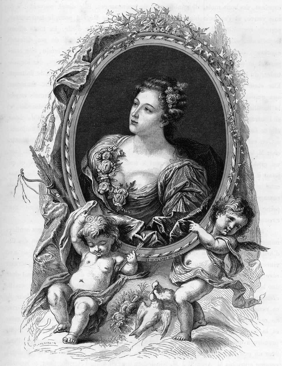 Portræt af Marie-Madeleine (Marie Madeleine) de La Vieuville, comtesse de Parabere (1693-1750) - Indgravering af 1862 i "" The Queens of the World"" af vores første forfattere - Udgivet under ledelse af JGD Armandaud af Unknown artist