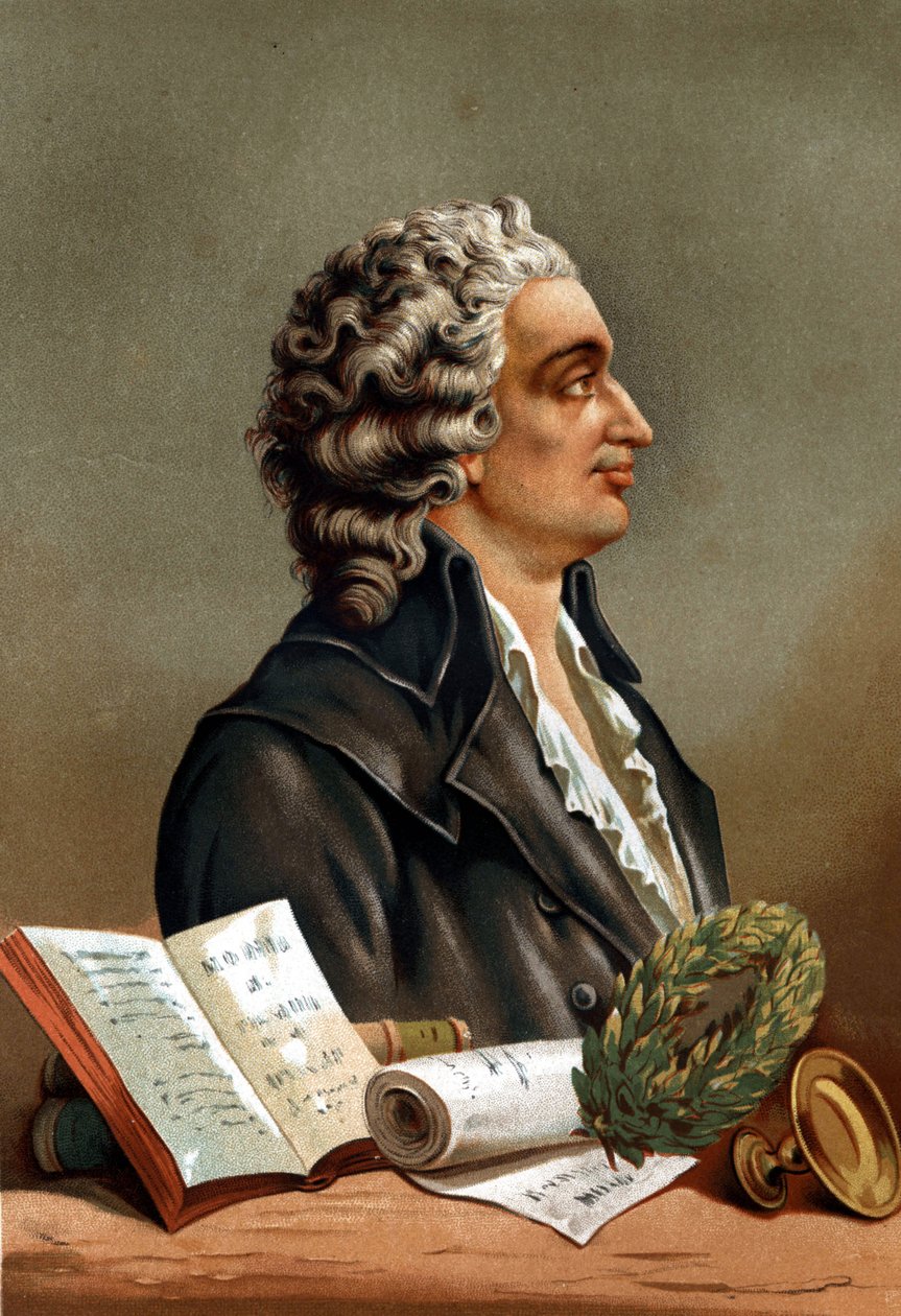 Portræt af Marie Jean Antoine Nicolas de Caritat, Marquis de Condorcet (1743 - 1794) efter "Science and its Men" af Louis Figuier. Barcelona 1881 af Unknown artist