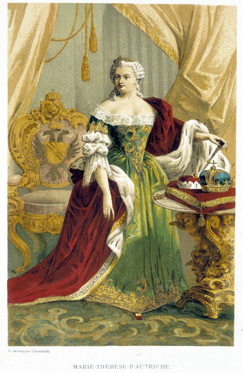 Portræt af Marie Theresa af Østrig (1717-1780). 1800-tallets kromolitografi. af Unknown artist