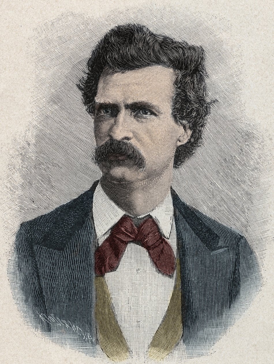 Portræt af Mark Twain (Samuel Langhorne Clemens af Unknown artist