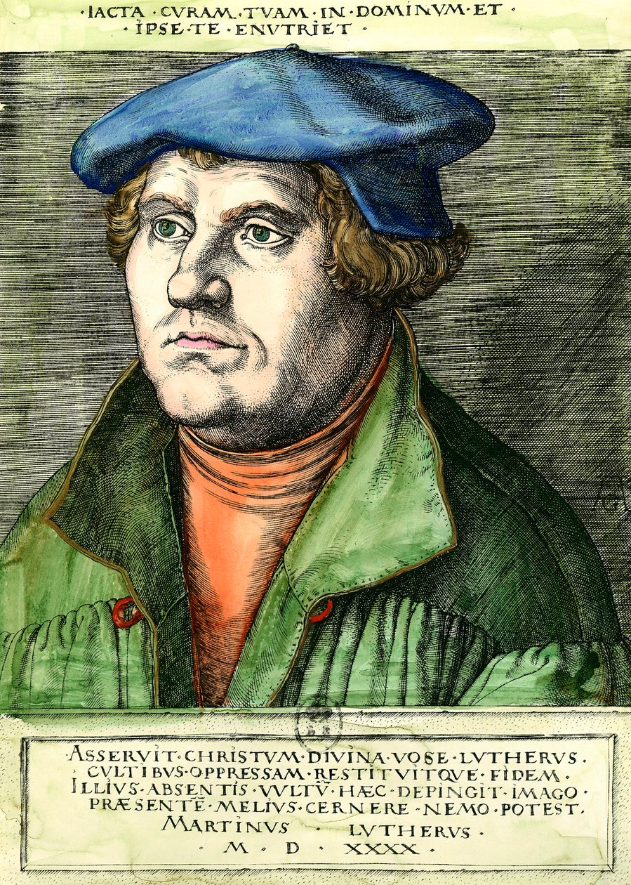 Portræt af Martin Luther (1483-1546) tysk religiøs reformator Gravering af det 16. århundrede Privat samling af Unknown artist