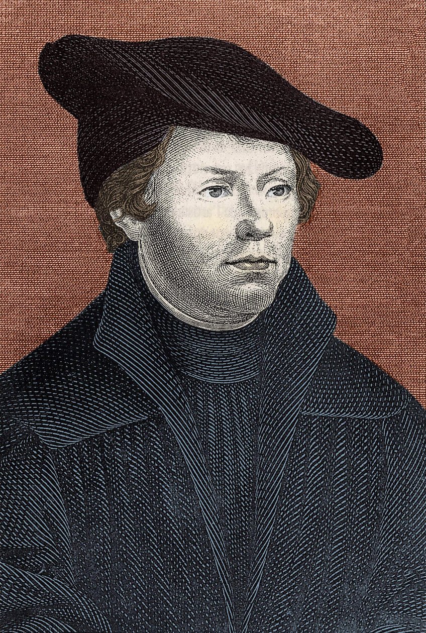 Portræt af Martin Luther (1483 - 1546) tysk religiøs reformator - gravering af Unknown artist