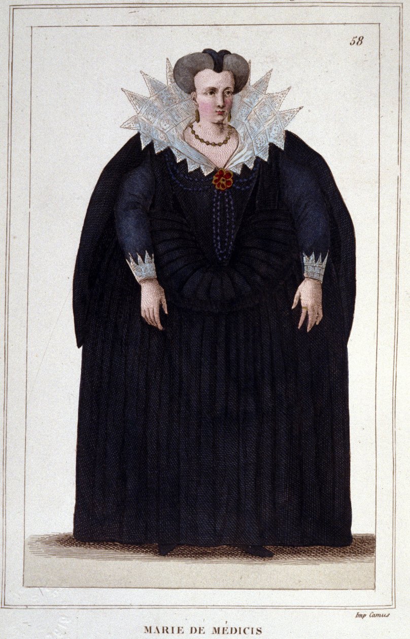 Portræt af Maria af Medici (1573 - 1642), hustru til Henrik IV og mor til Ludvig XIII. Stik fra 1830 af Unknown artist