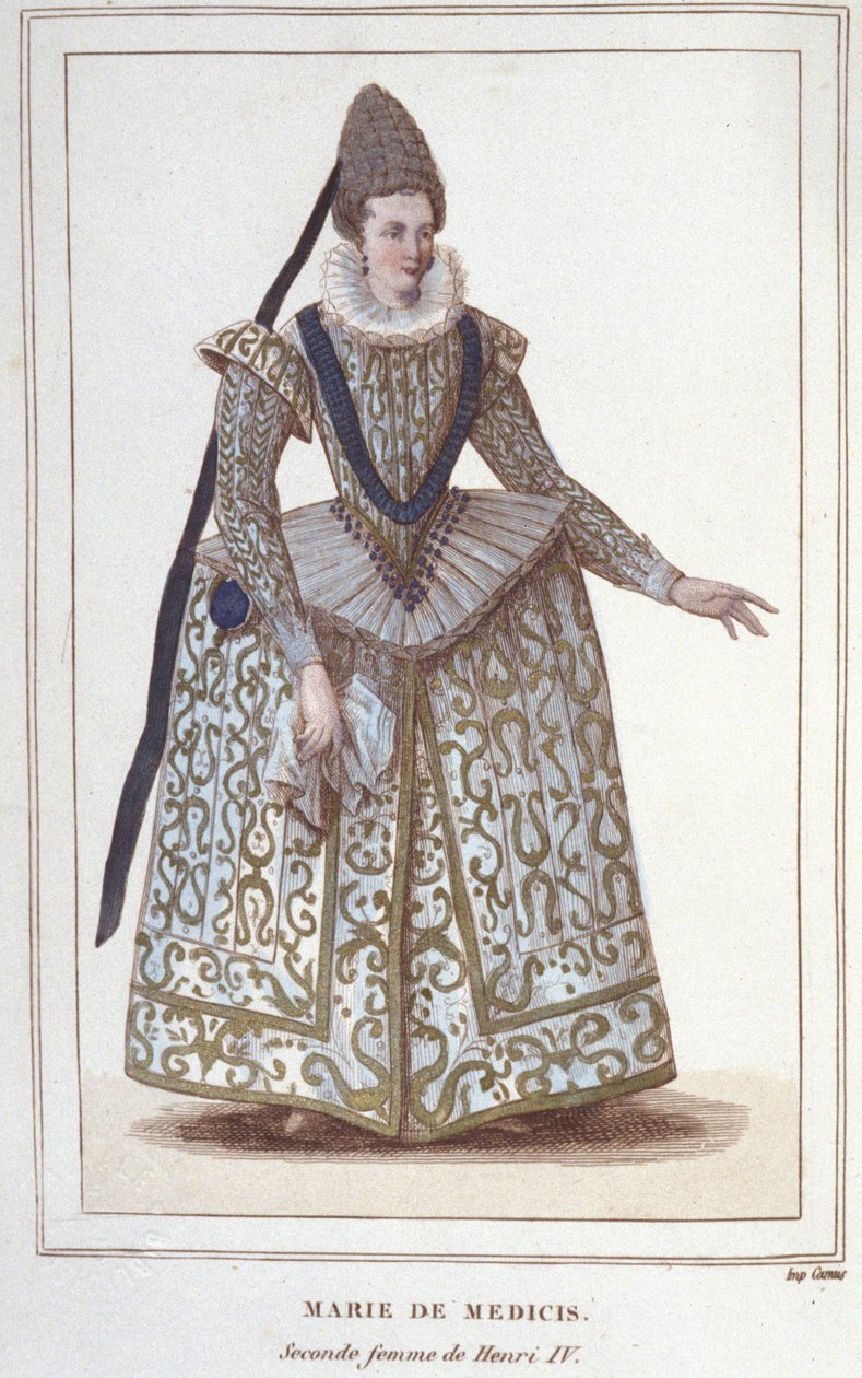 Portræt af Maria af Medici (1573 - 1642), hustru til Henrik IV og mor til Ludvig XIII. Stik fra 1830 af Unknown artist