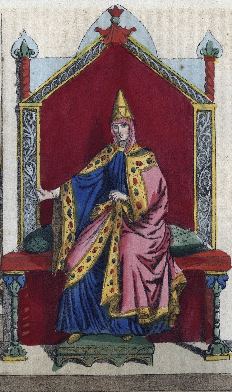 Portræt af Matilda af Toscana også kendt som Matilda af Canoss (Matilde eller Mathilda) (1046 - 1115) Italiensk adelskvinde - gravering fra "" Skikke og traditioner for alle mennesker i universet. Det er historien om regeringen, lovene, militsen, religione af Unknown artist