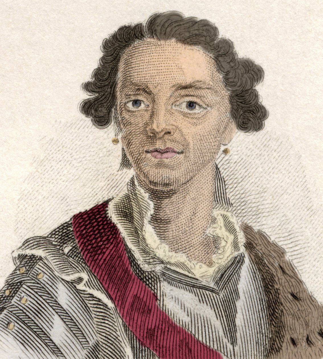 Portræt af Maurice af Sachsen (Hermann Moritz) (1696-1750), kaldet "greve af Sachsen" eller "greve af Raute", kondottiere og marechalgeneral i Frankrig. Indgravering af det 19. århundrede. af Unknown artist