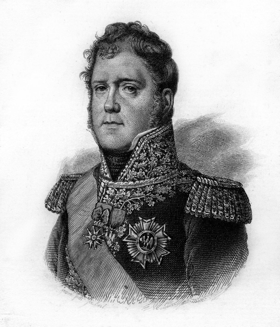 Portræt af Michel Ney (1769-1815), hertug af Elchingen, prins af Moskova, marskal af Frankrig, gravering af det 19. århundrede af Unknown artist