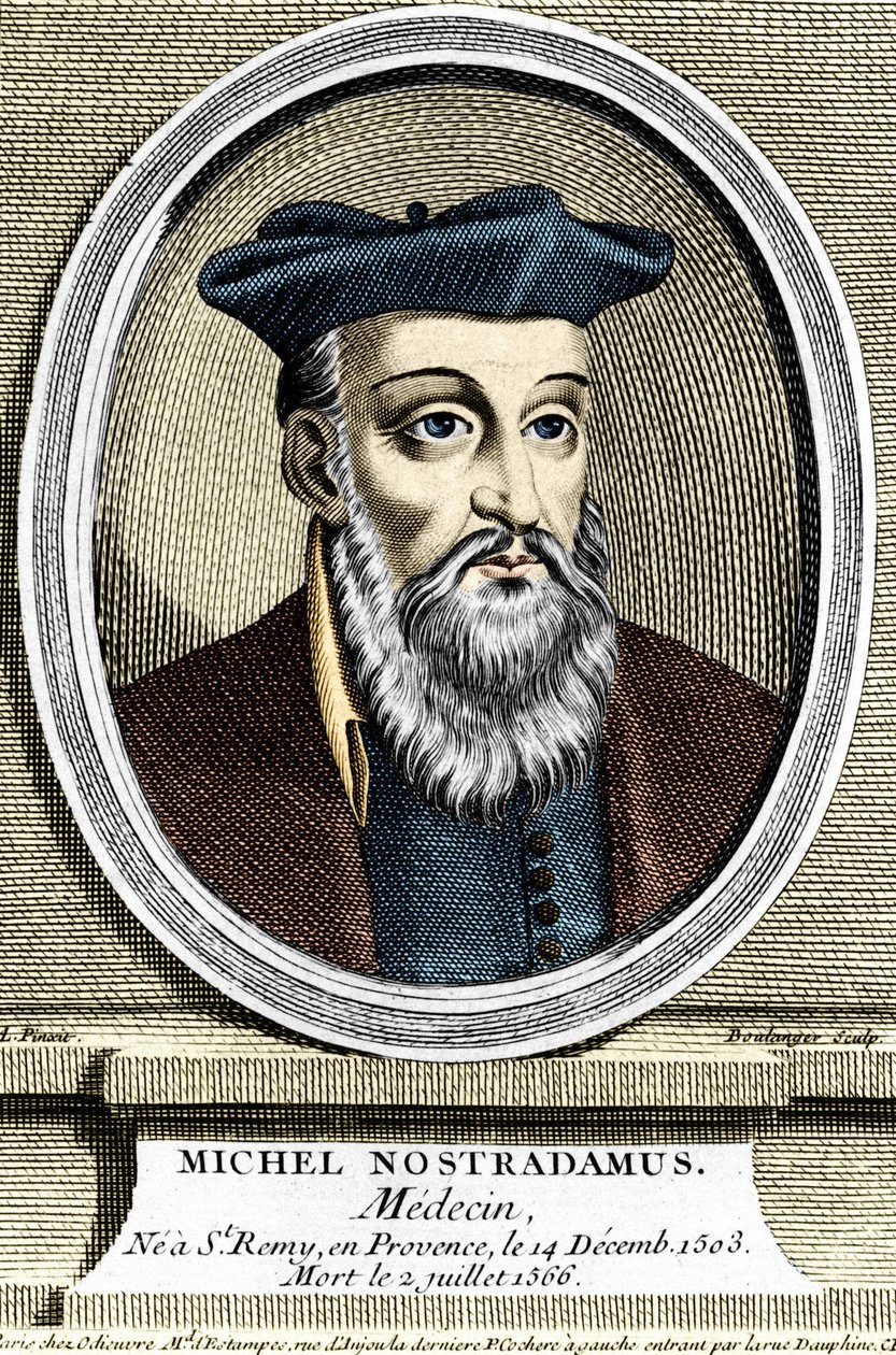 Portræt af Michel Nostradamus, læge og astrolog, havde ikke Saint Remy de Provence (Saint-Remy-de-Provence) den 14/12/1503 og døde den 02/07/1566. Stik af det 17. århundrede. af Unknown artist