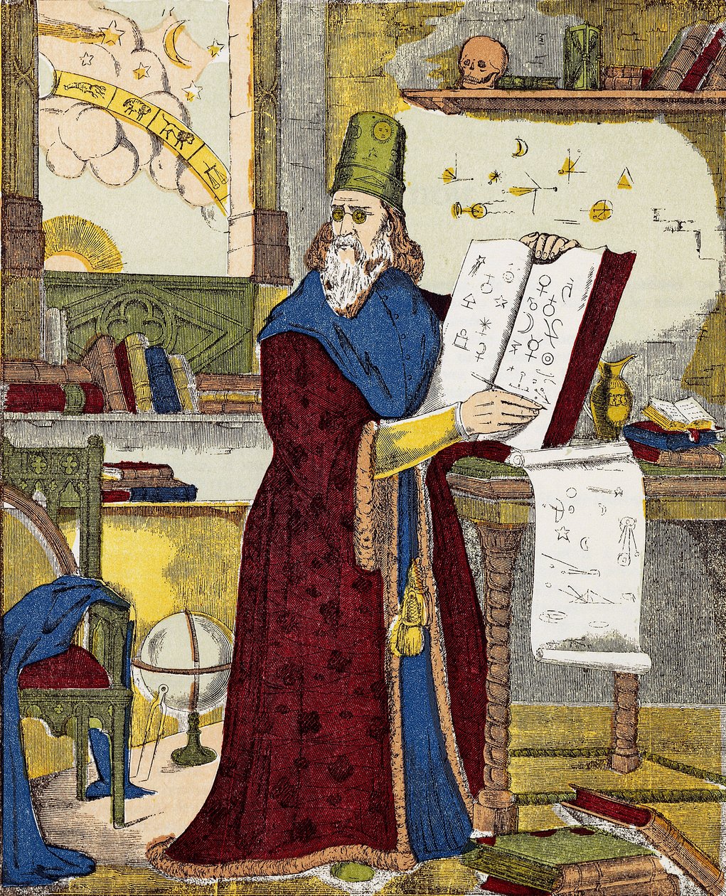 Portræt af Michel de Notre Dame (Nostradamus) Fransk astrolog - Portræt af Nostradamus, Michel de Notre Dame (1503-1566) Fransk astrolog og læge - Gravering af Unknown artist
