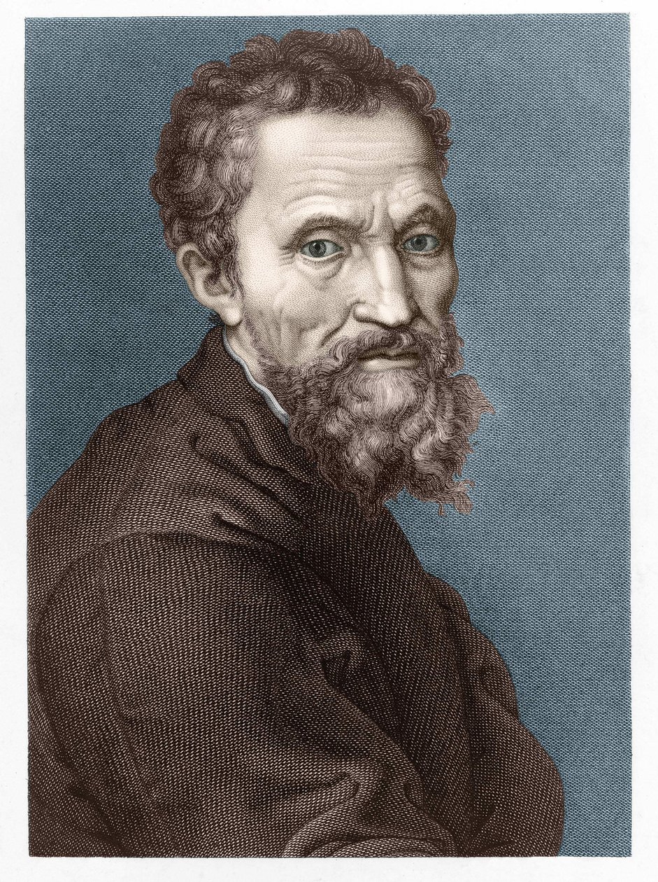 Portræt af Michelangelo Buonarroti dit Michelangelo (Michelangelo eller Michel Ange af Unknown artist