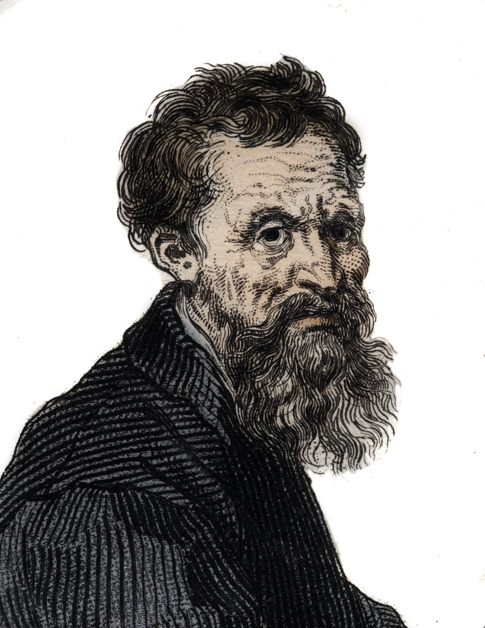 Portræt af Michelangelo Buonarroti italiensk billedhugger - Portræt af Michelangelo Buonarroti dit Michel Ange (Michelangelo eller Michelangelo af Unknown artist