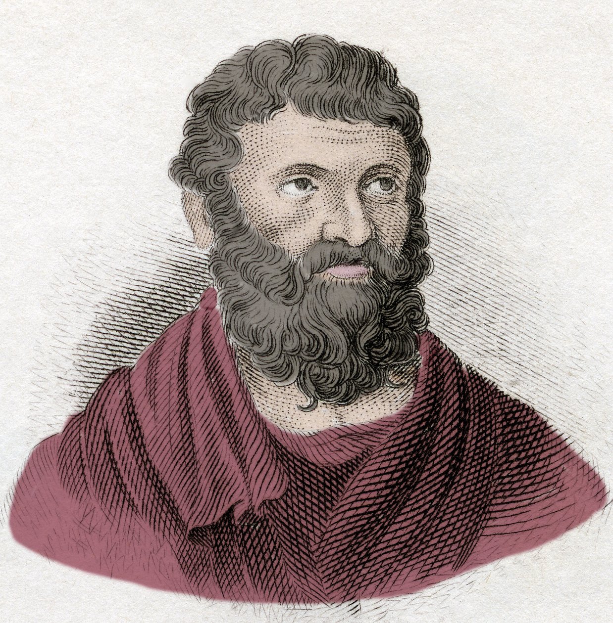 Portræt af Miltiad (Miltiades) den unge (540-489 f.Kr.), athensk strategi og tyran af Chersonese af Thrakien. Indgravering af det 19. århundrede. af Unknown artist