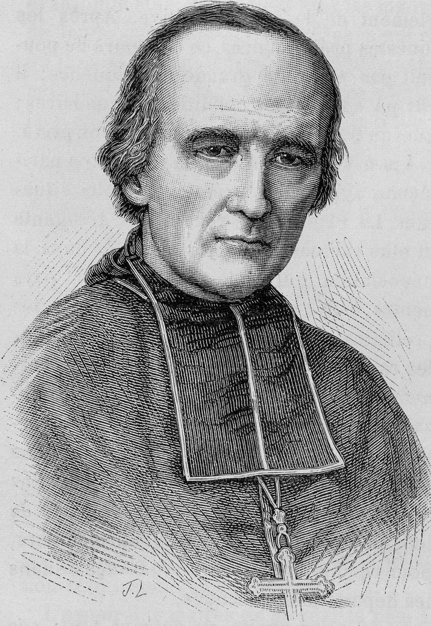 Portræt af Monsignor Darboy (1813 - 1871), ærkebiskop af Paris. Indgravering af slutningen af det 19. århundrede i "Histoire de France"" af H. Martin. af Unknown artist