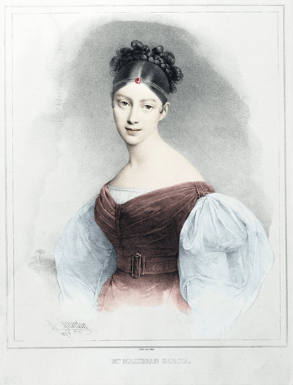 Portræt af fru Malibran Garcia - mezzosopransangerinde af Unknown artist