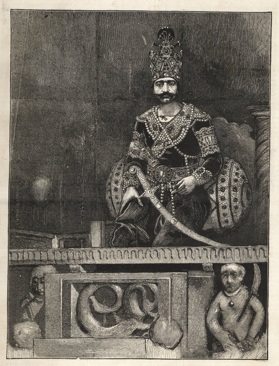 Portræt af Nasser Ed Din (1831-1896), Shah af Persien (Iran). Også kaldet Nasseredin Shah, Nasserer-al-Din Shah Qajar, Nasser al-Din Shah Qajar, Nasiruddin Shah - (1831-1896) - 1873 af Unknown artist