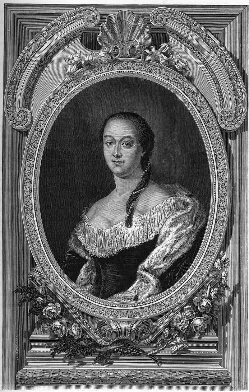 Portræt af Nathalie (Natalaie) Dolgoruki (1714-1771) datter af Boris Petrovich Cheremetiev - Indgravering af 1862 i "" The Queens of the World"" af vores første forfattere, Bog udgivet under ledelse af Jean Germain Desire ARMENGAUD af Unknown artist
