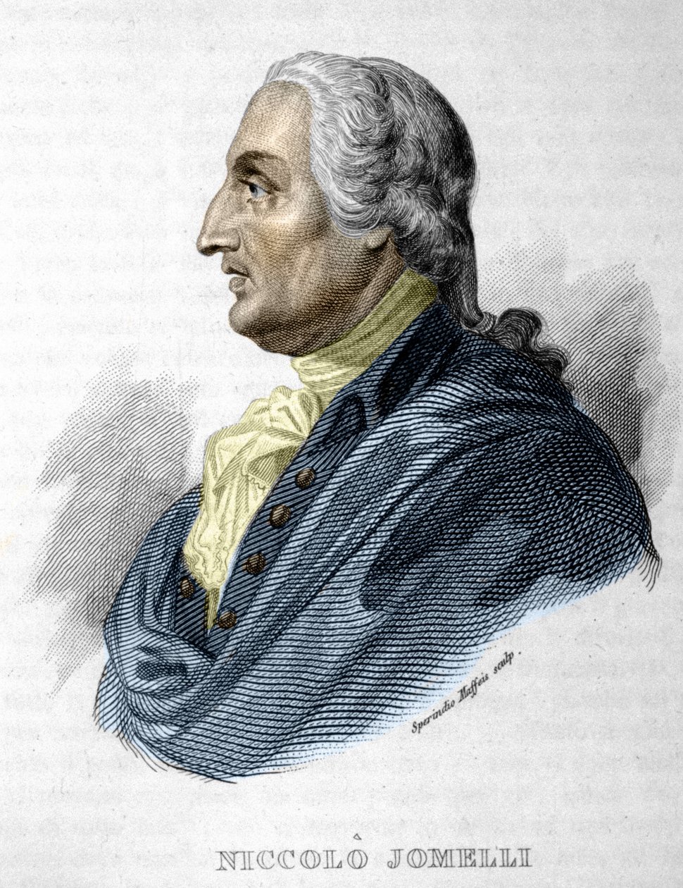 Portræt af Niccolo JOMDELLI italiensk komponist 10. september 1714 (Aversa) - 25. august 1774 (Napoli) gravering 19. århundrede af Unknown artist