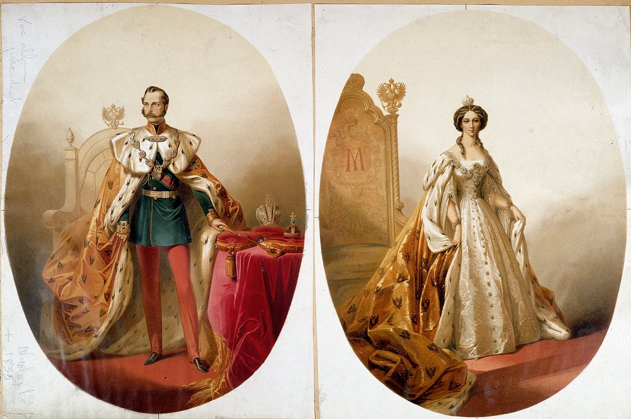 Portræt af Nicholas I (1796-1855), kejser af Rusland og hans kone Alexandra Feodorovna af Unknown artist