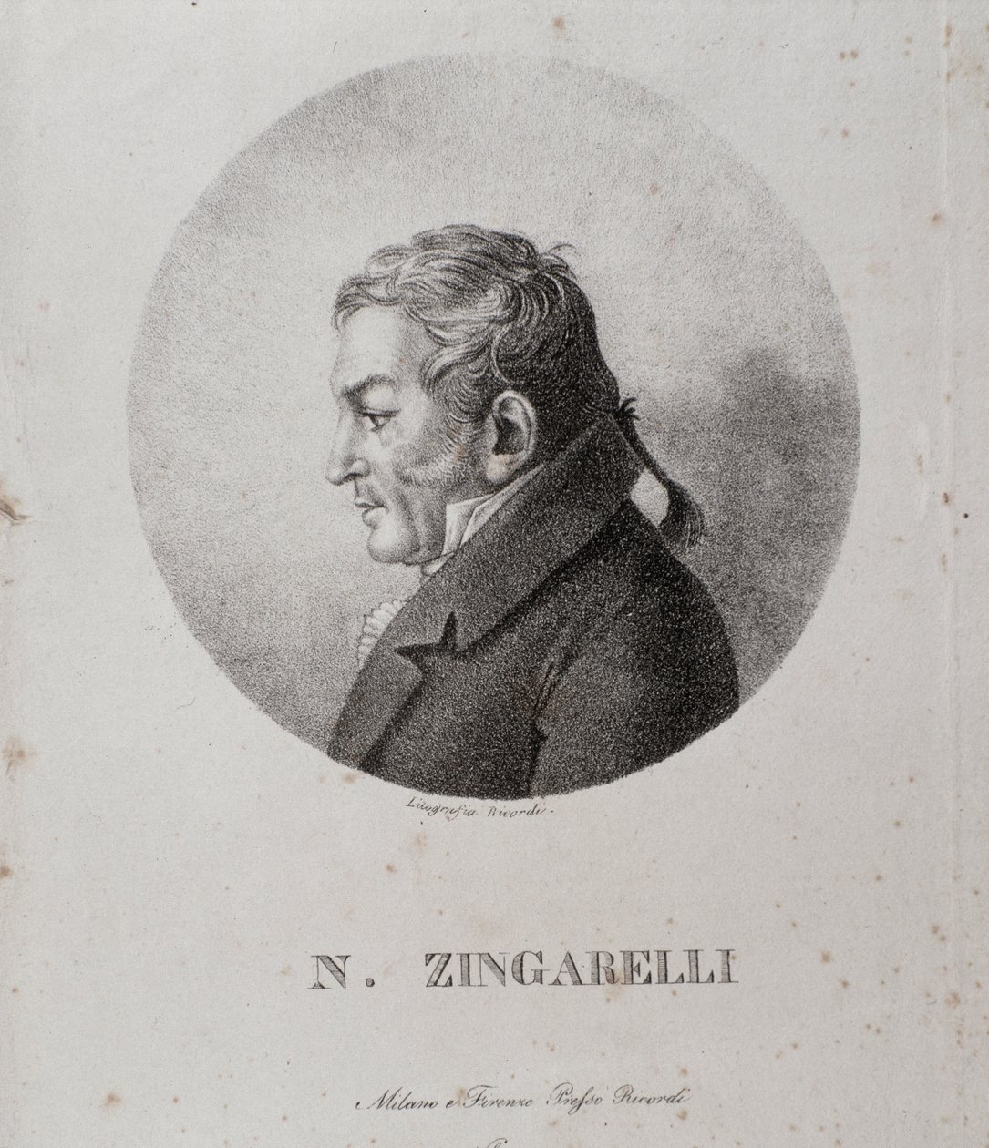 Portræt af Nicola Antonio Zingarelli (gravering af Unknown artist