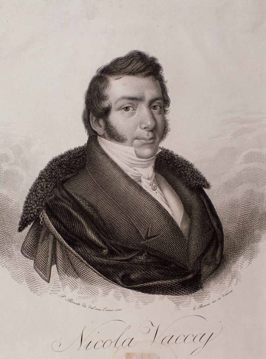 Portræt af Nicola Vaccai (gravering af Unknown artist