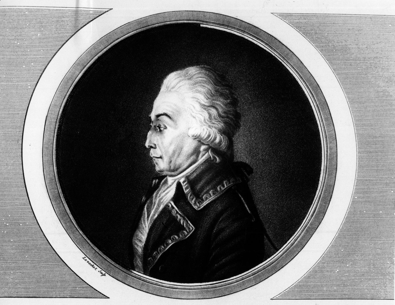 Portræt af Nicolas Luckner (1722-1794) Marechal fra Frankrig. Indgravering i "" Komplet samling af historiske malerier fra den franske revolution, i tre bind.""" 1804. af Unknown artist