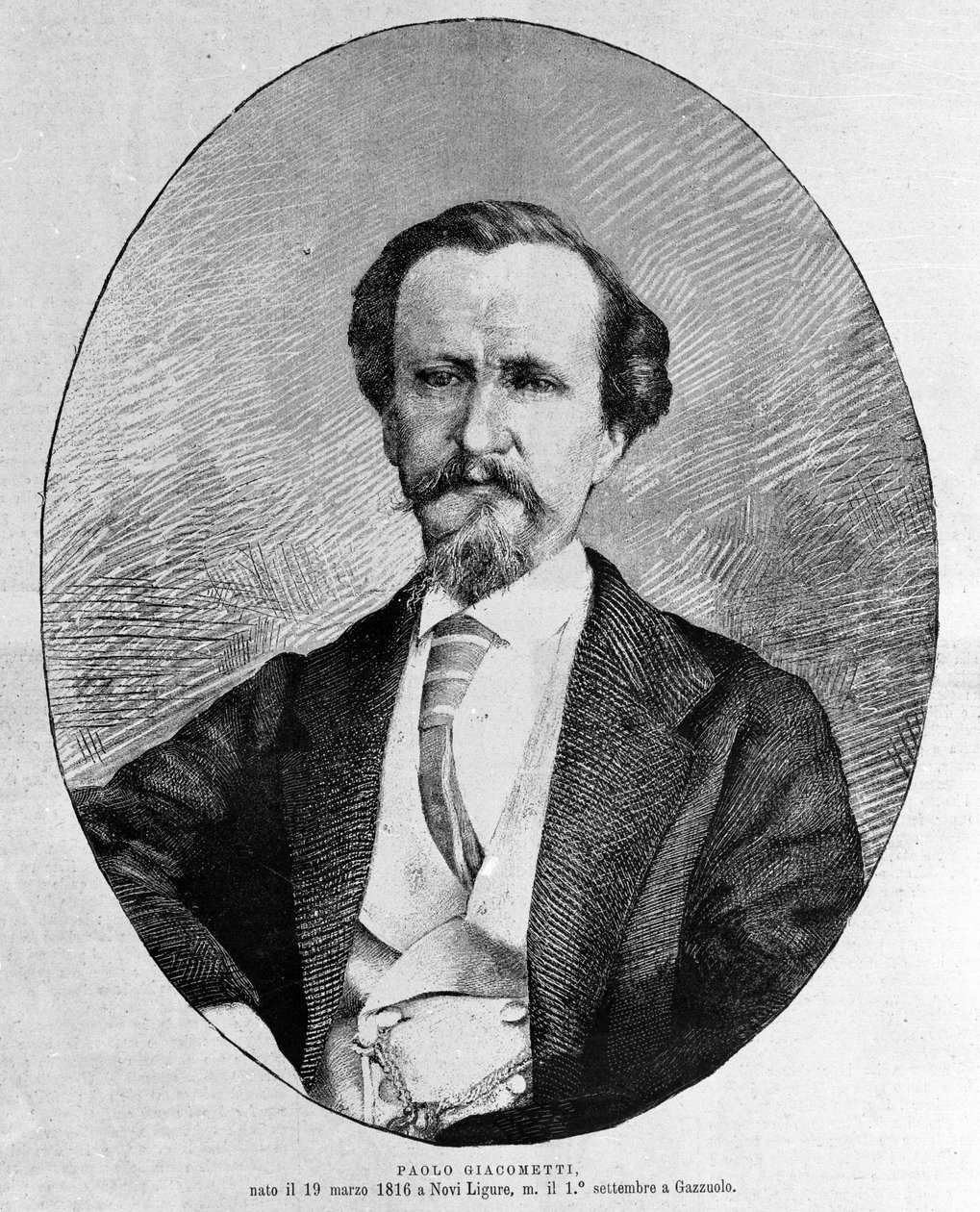 Portræt af Paolo Giacometti (1816-1882) italiensk forfatter. af Unknown artist