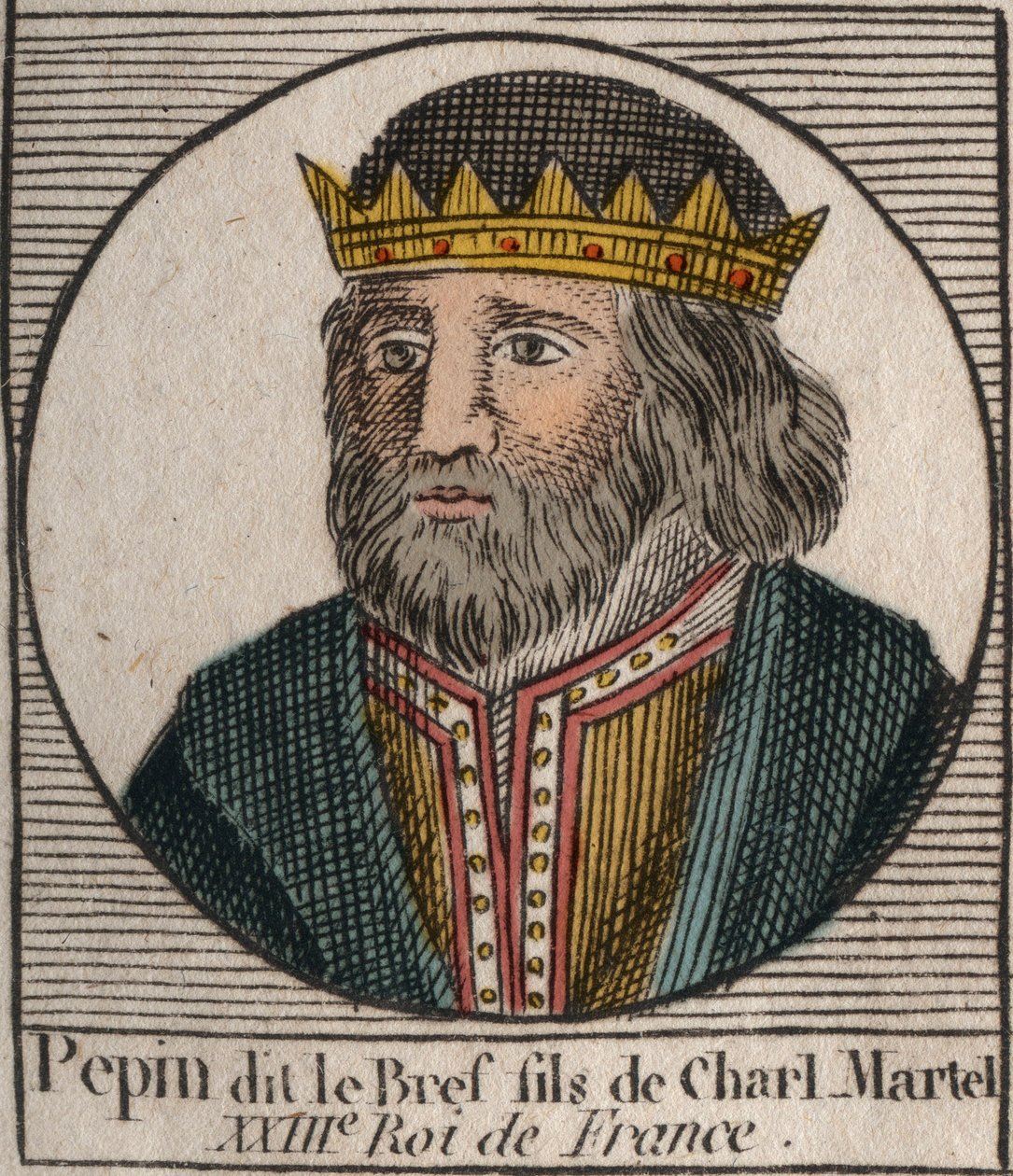 Portræt af Pepin III dit Pepin le Brief (714-768) konge af Frankrig - Pepin III (714-768) (Pepin den Korte) Frankernes konge - gravering fra "Instruction sur l