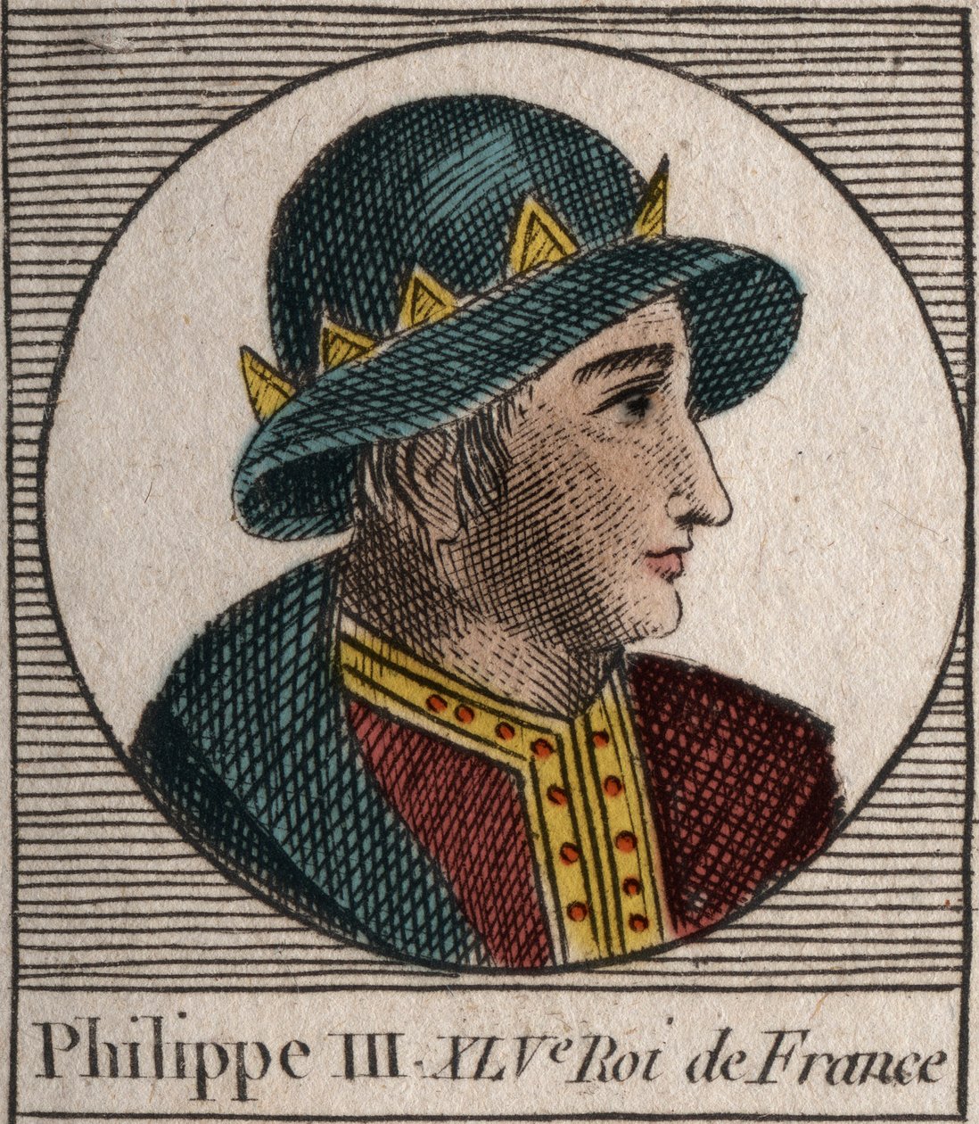 Portræt af Philip III af Frankrig, dit Philippe le Hardi (1245-1285) (capetianernes dynasti) - Philip III kaldet den dristige konge af Frankrig - gravering fra "Instruction sur l