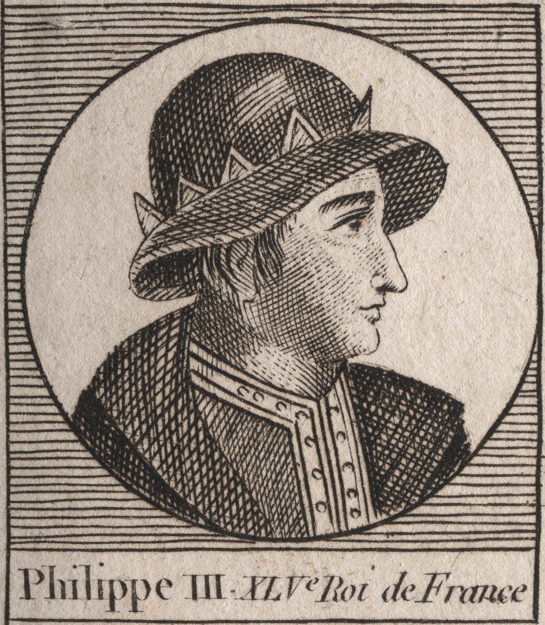 Portræt af Philip III af Frankrig, dit Philippe le Hardi (1245-1285) (capetianernes dynasti) - Philip III kaldet den dristige konge af Frankrig - gravering fra "Instruction sur l