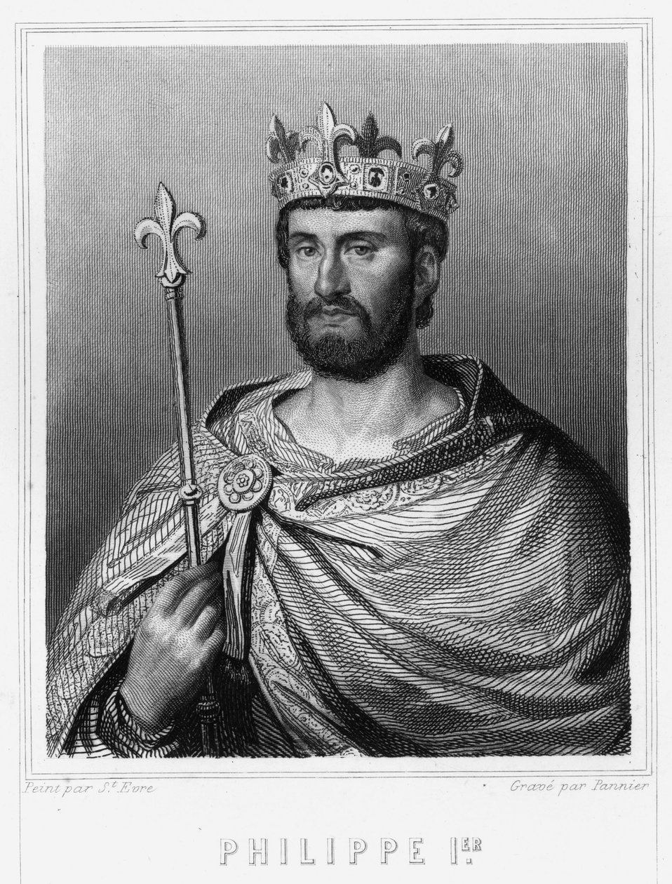 Portræt af Filip I (1060 - 1108), konge af Frankrig - i "Histoire des Français"" af Lavallée, stik, sd. af Unknown artist