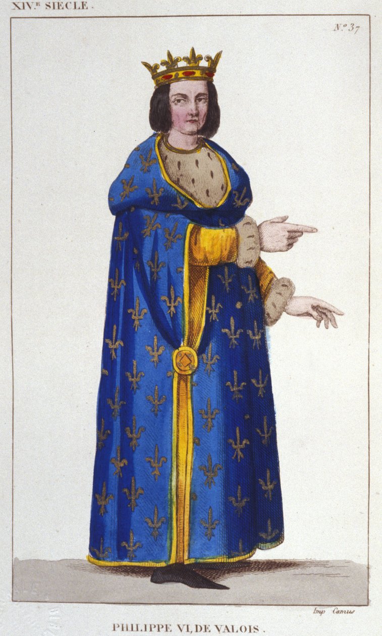 Portræt af Filip VI af Valois (1293-1350) konge af Frankrig. Stik af 1830 af Unknown artist