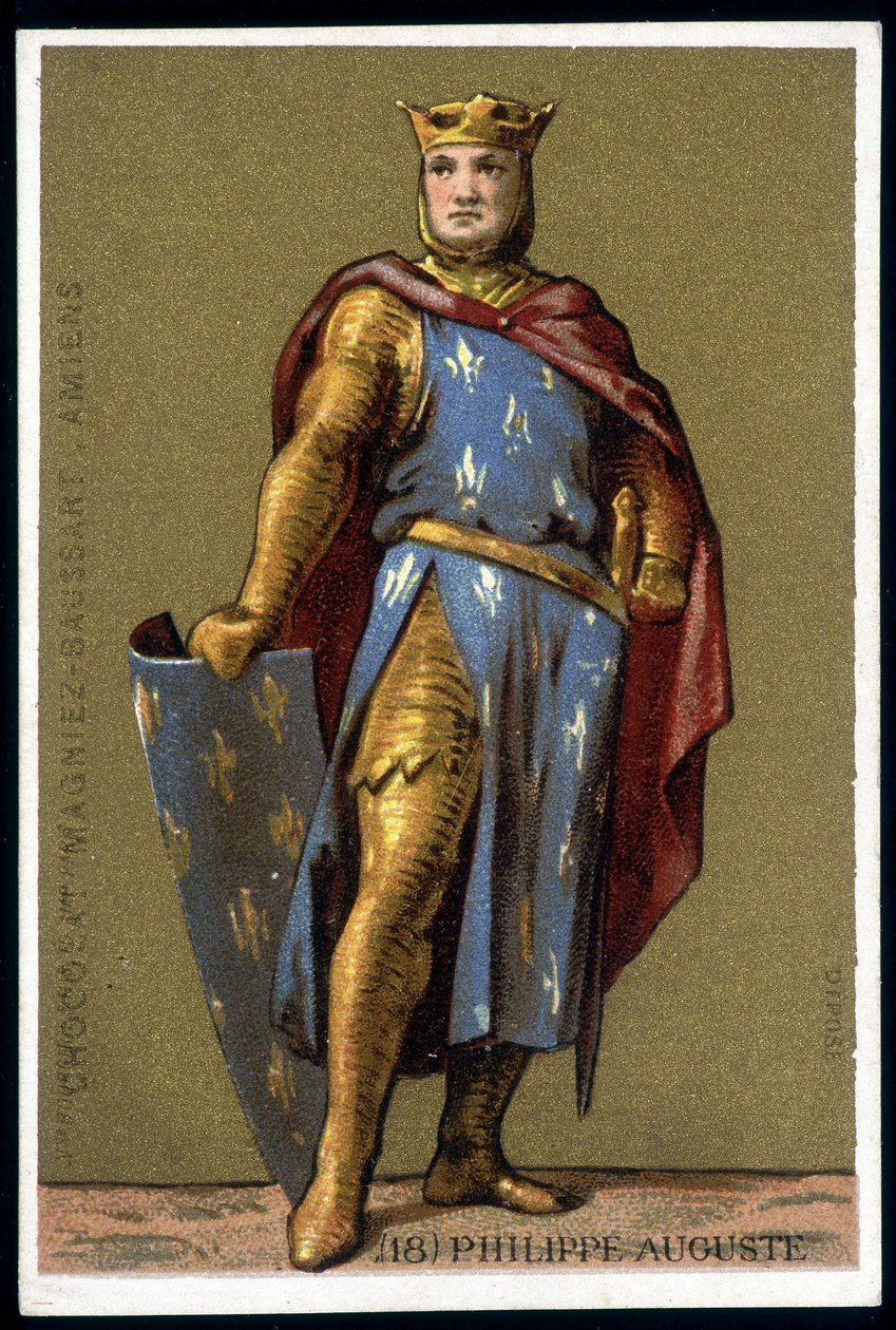 Portræt af Philippe Auguste i kampdragt - chromo, slutningen af det 19. århundrede af Unknown artist