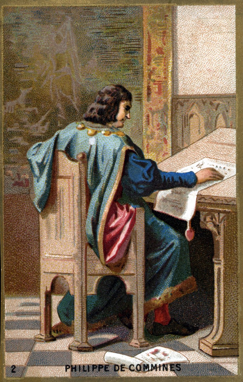 Portræt af Philippe de Comines (Comines eller Comines) (1447-1511). Kromolitografi af det 19. århundrede. af Unknown artist